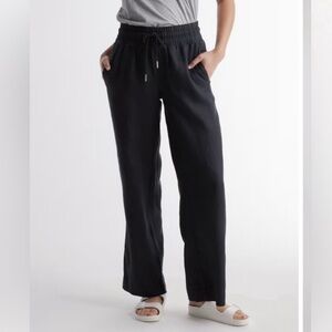 Quince European Linen Wide Leg Women's Black Pants
